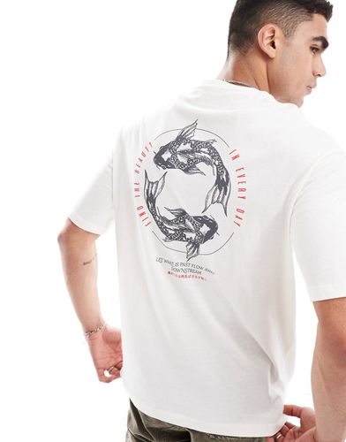 T-shirt oversize à imprimé carpes koï au dos - Selected Homme - Modalova