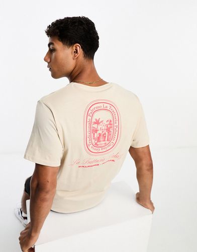 T-shirt oversize avec imprimé italien au dos - Beige - Selected Homme - Modalova