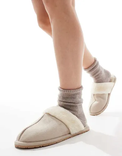 Chaussons style mules en fausse fourrure - Beige - Seqwl - Modalova