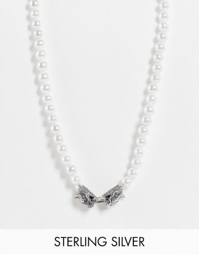 Collier de perles à détail dragon - Argent massif - Serge DeNimes - Modalova
