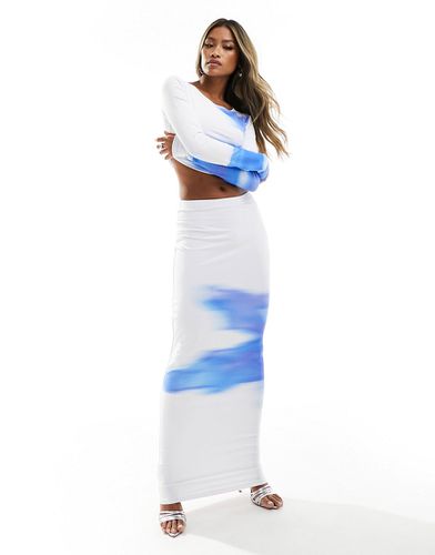 Simmi - Jupe longue d'ensemble à grand imprimé - Blanc et bleu - Simmi Clothing - Modalova