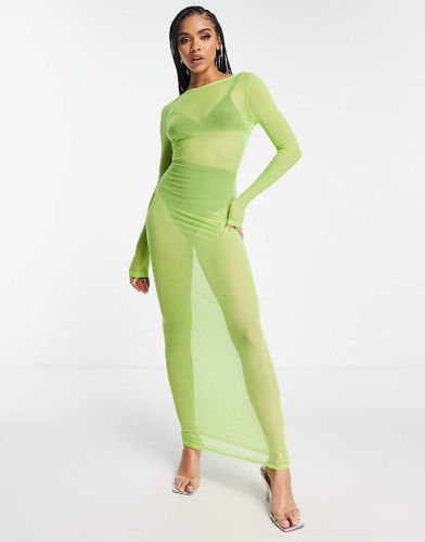 SIMMI - Robe dos nu longue transparente à manches longues - Citron vert - Simmi Clothing - Modalova