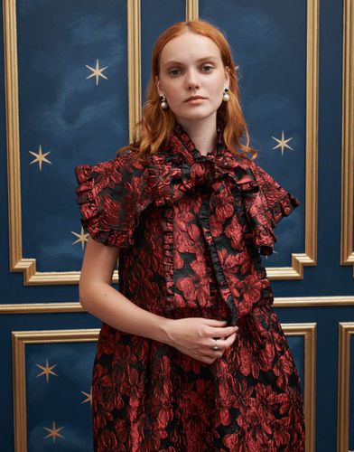 Robe longueur mollet en jacquard avec naud devant - Rouge et - Sister Jane - Modalova