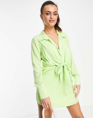 Robe chemise courte effet noué à l'avant - Citron - Style Cheat - Modalova