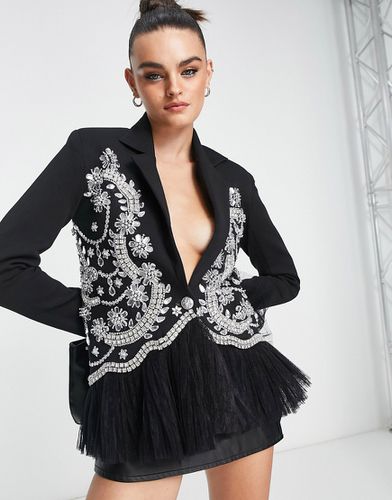 Robe blazer ornementée de qualité supérieure avec ourlet en tulle - Starry Eyed - Modalova