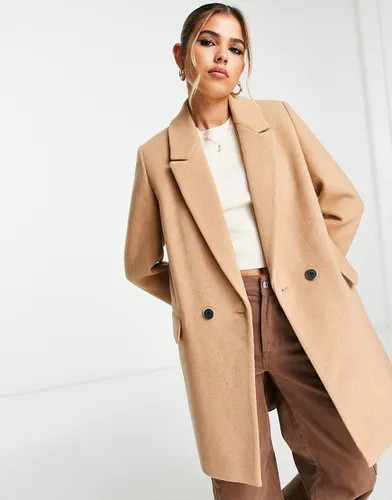 Manteau en laine croisé - Fauve - Stradivarius - Modalova