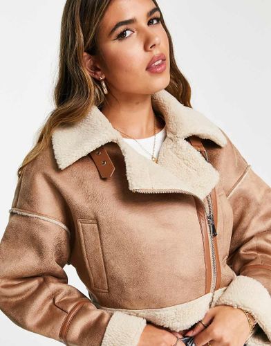 Blouson aviateur court vintage - Fauve - Stradivarius - Modalova