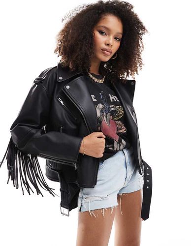 Blouson style motard en similicuir à franges - Stradivarius - Modalova