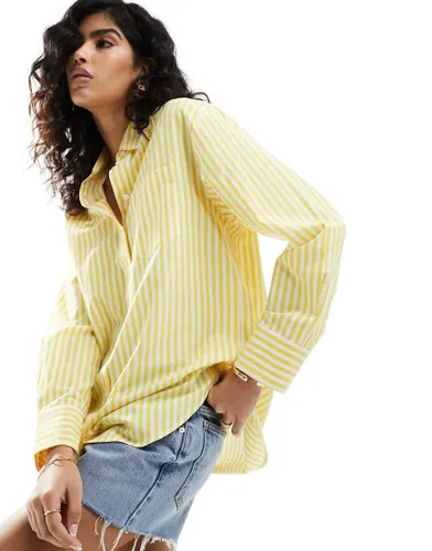 Chemise oversize en popeline  rayures - Rayures - Stradivarius - Modalova