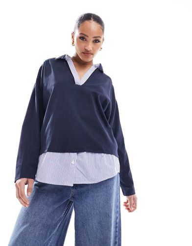 Pull oversize avec détail chemise - Stradivarius - Modalova