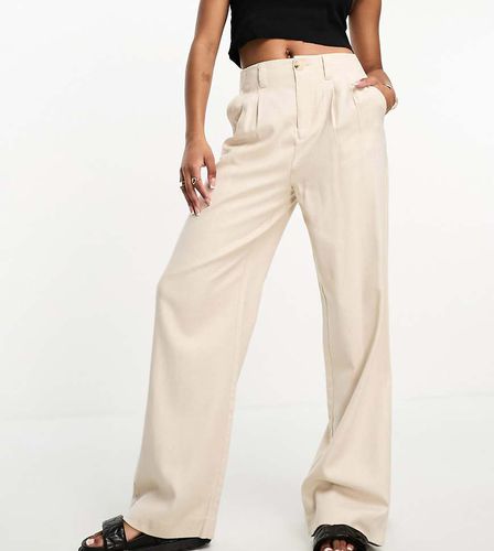 Petite - Pantalon ample en imitation lin - Naturel - Stradivarius - Modalova