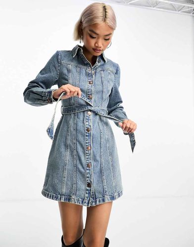 Robe chemise en jean à surpiqûres - moyen - Stradivarius - Modalova