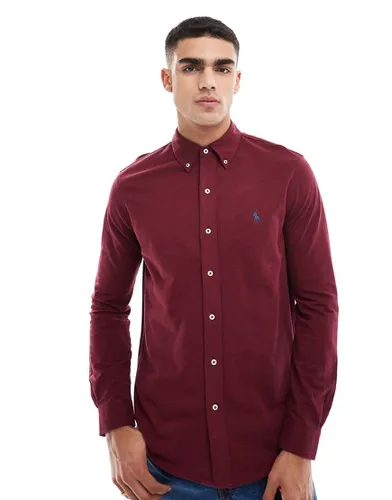 Chemise en piqué à logo emblématique - Bordeaux chiné - Polo Ralph Lauren - Modalova