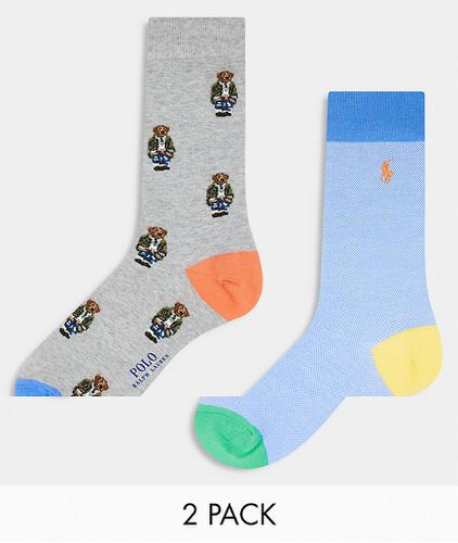 Lot de 2 paires de chaussettes à logo ourson sur l'ensemble - Gris et - Polo Ralph Lauren - Modalova