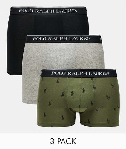 Lot de 3 boxers à taille griffée - /kaki/gris - Polo Ralph Lauren - Modalova