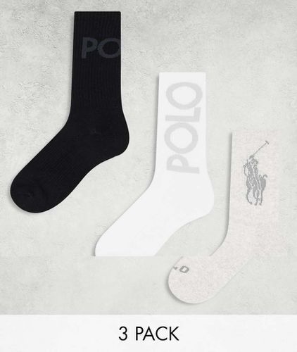 Lot de 3 paires de chaussettes à logo - Blanc, gris et noir - Polo Ralph Lauren - Modalova