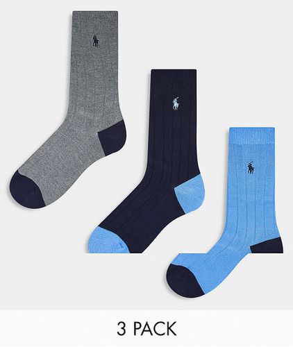 Lot de 3 paires de chaussettes à logo - , gris et marine - Polo Ralph Lauren - Modalova
