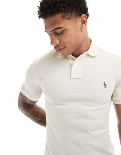 Polo ajusté en piqué avec logo emblématique - Crème - Polo Ralph Lauren - Modalova