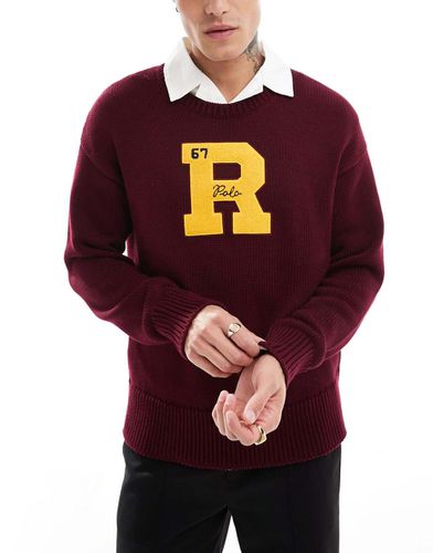 Pull en coton à logo rétro style sport universitaire - Bordeaux - Polo Ralph Lauren - Modalova