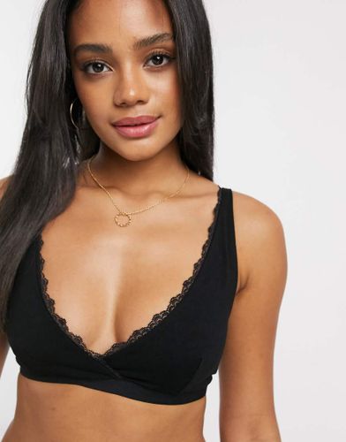 Soutien-gorge sans armatures en coton mélangé avec bordures en dentelle - People Tree - Modalova
