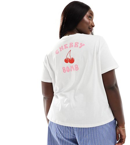 Pieces Curve - T-shirt avec imprimé Cherry Bomb - Pieces Plus - Modalova