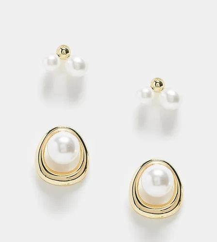 Lot de 2 paires de boucles d'oreilles ornées de perles nacrées - Pieces - Modalova