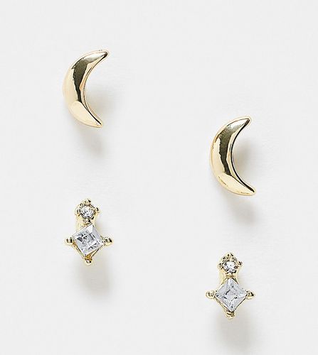Lot de 2 paires de boucles d'oreilles avec pierre et demi-lune - Pieces - Modalova