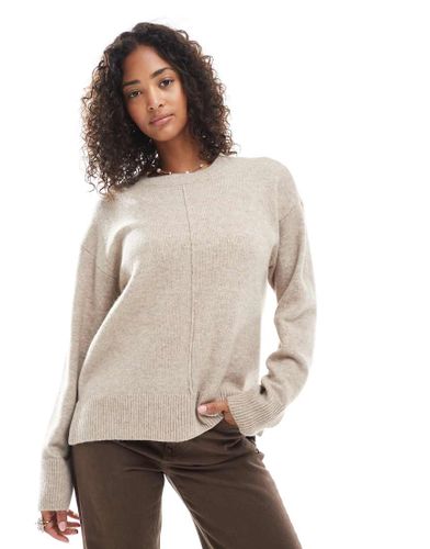 Pull en maille  surpiqres - Beige chin - Pieces - Modalova