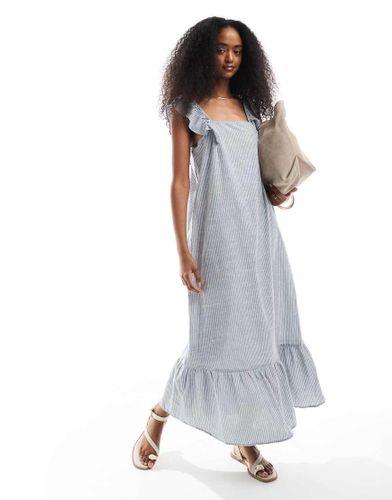 Robe longue  rayures avec bretelles vases  volants - Pieces - Modalova