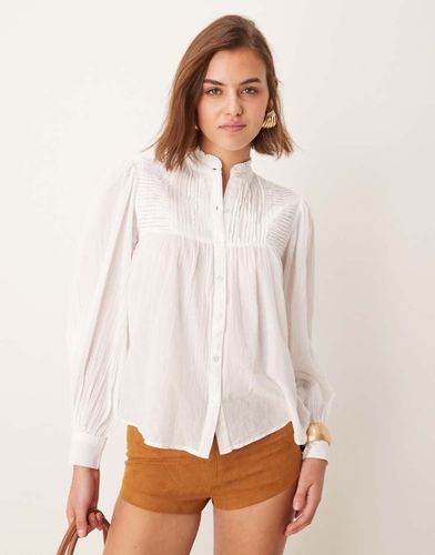 Chemise transparente à détail plissé et col montant - Écru - Pimkie - Modalova