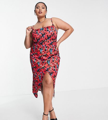 Robe mi-longue avec jupe portefeuille - Imprimé coquelicot - Public Desire Curve - Modalova