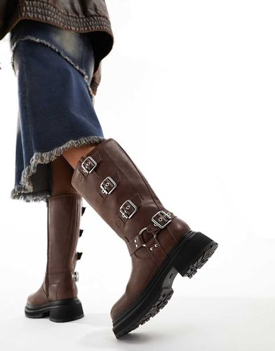 Fast Track - Bottes style motard - Chocolat - Public Desire - Modalova