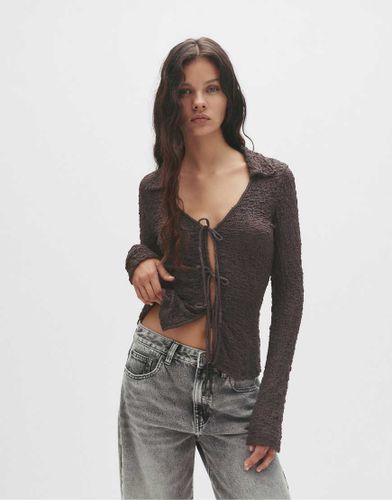 Blouse texture noue - Marron fonc - Pull & bear - Modalova