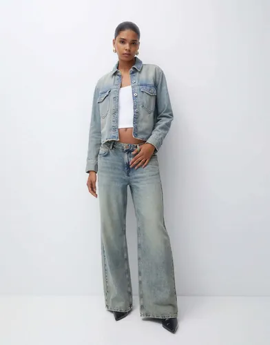 Jean baggy oversize taille basse - délavé - Pull & bear - Modalova