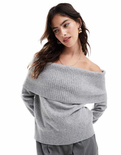 Pull en maille avec encolure bardot oversize - pâle - Pull & bear - Modalova