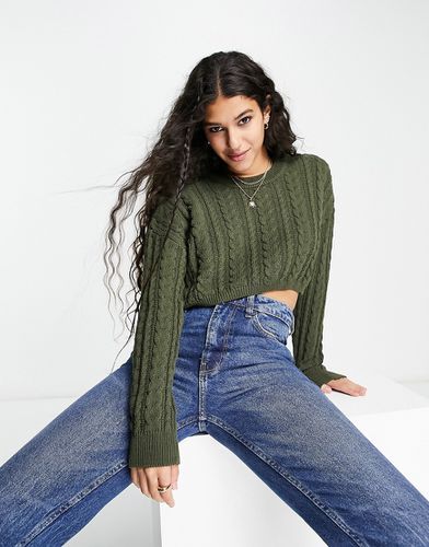 Top manches longues à encolure dégagée - Kaki - Pull & bear - Modalova