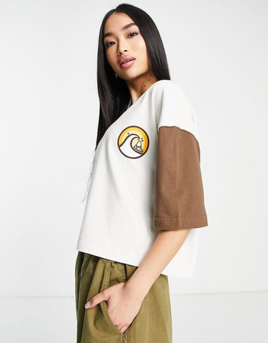 T-shirt vintage effet color block - Crème/marron - Quiksilver - Modalova