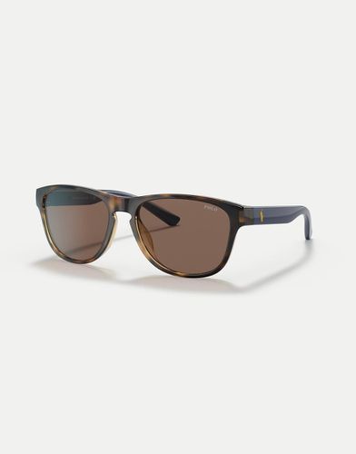 Lunettes de soleil rectangulaires avec verres et motif écaille de tortue brillant - Ralph Lauren - Modalova