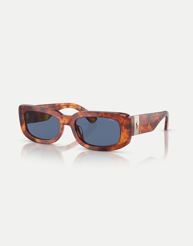 Ph4191u - Lunettes de soleil rectangulaires avec verres bleus - Havane brillant - Ralph Lauren - Modalova