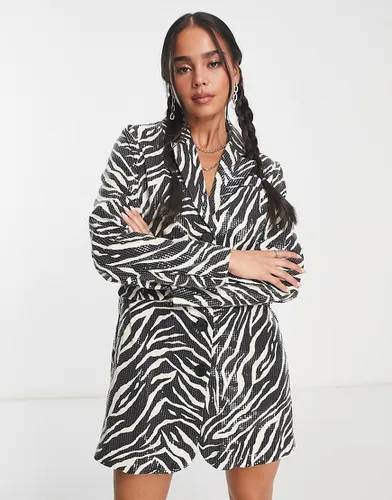Robe blazer à sequins et imprimé zèbre - Rebellious Fashion - Modalova