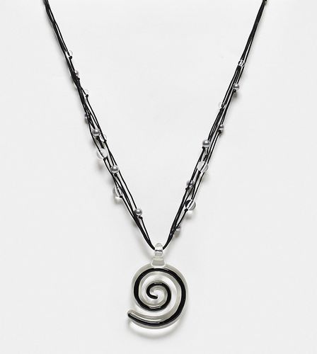Collier en corde à perles avec pendentif spirale - Reclaimed Vintage - Modalova