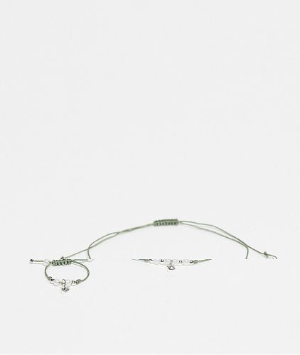 Ensemble bracelet et bague en cordelette avec fermoir coulissant - Vert clair - Reclaimed Vintage - Modalova