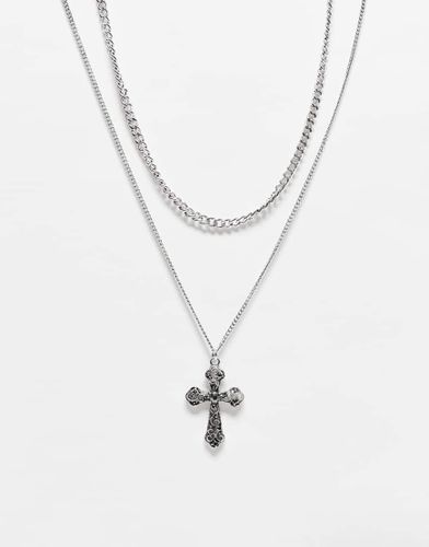 Halloween - Collier 2 rangs unisexe  pendentif croix - poli - Reclaimed Vintage - Modalova