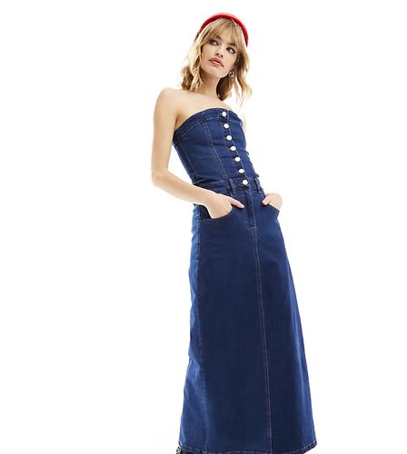 Robe longue bandeau en jean - délavé - Reclaimed Vintage - Modalova