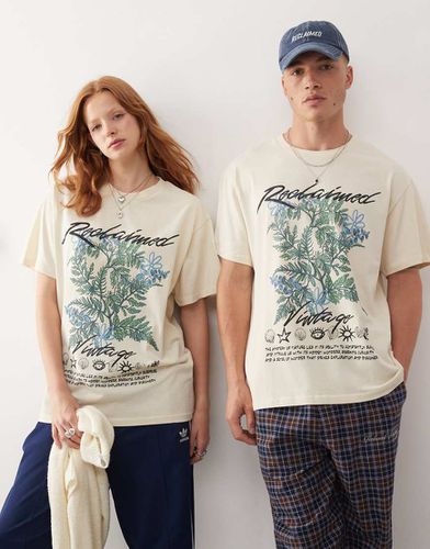 T-shirt unisexe oversize imprimé plantes - Écru - Reclaimed Vintage - Modalova