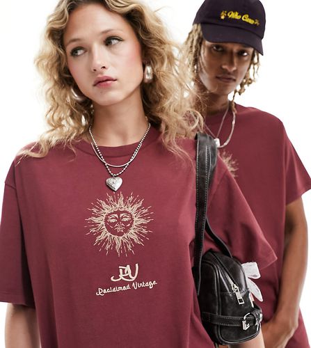 T-shirt unisexe avec soleil et logo brodé - Bordeaux - Reclaimed Vintage - Modalova