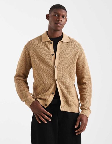 Gilet boutonn en maille  col polo -Beige - Redefined Rebel - Modalova