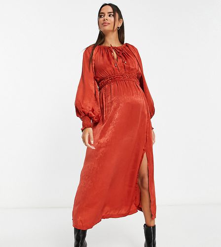 Robe mi-longue en satin à manches ballon - River Island Maternity - Modalova