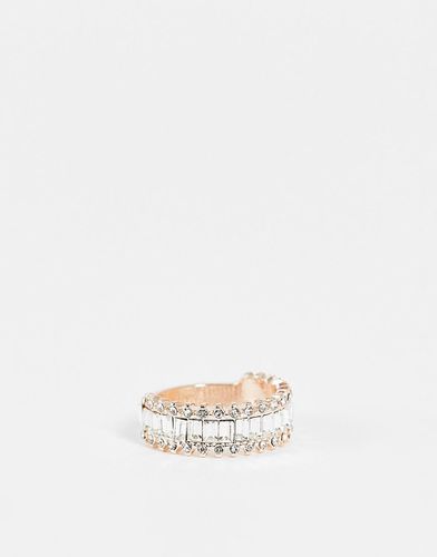 Bague avec cristal coupe baguette - Or rose - River Island - Modalova