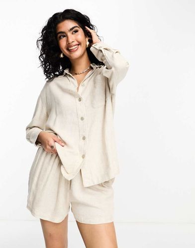 Chemise d'ensemble oversize en lin - Taupe - River Island - Modalova